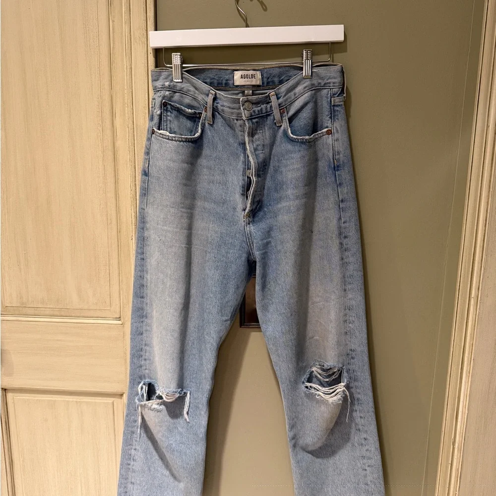 Women’s Agolde 90’s Jeans size 27 button fly cropped denim - Picture 2 of 16